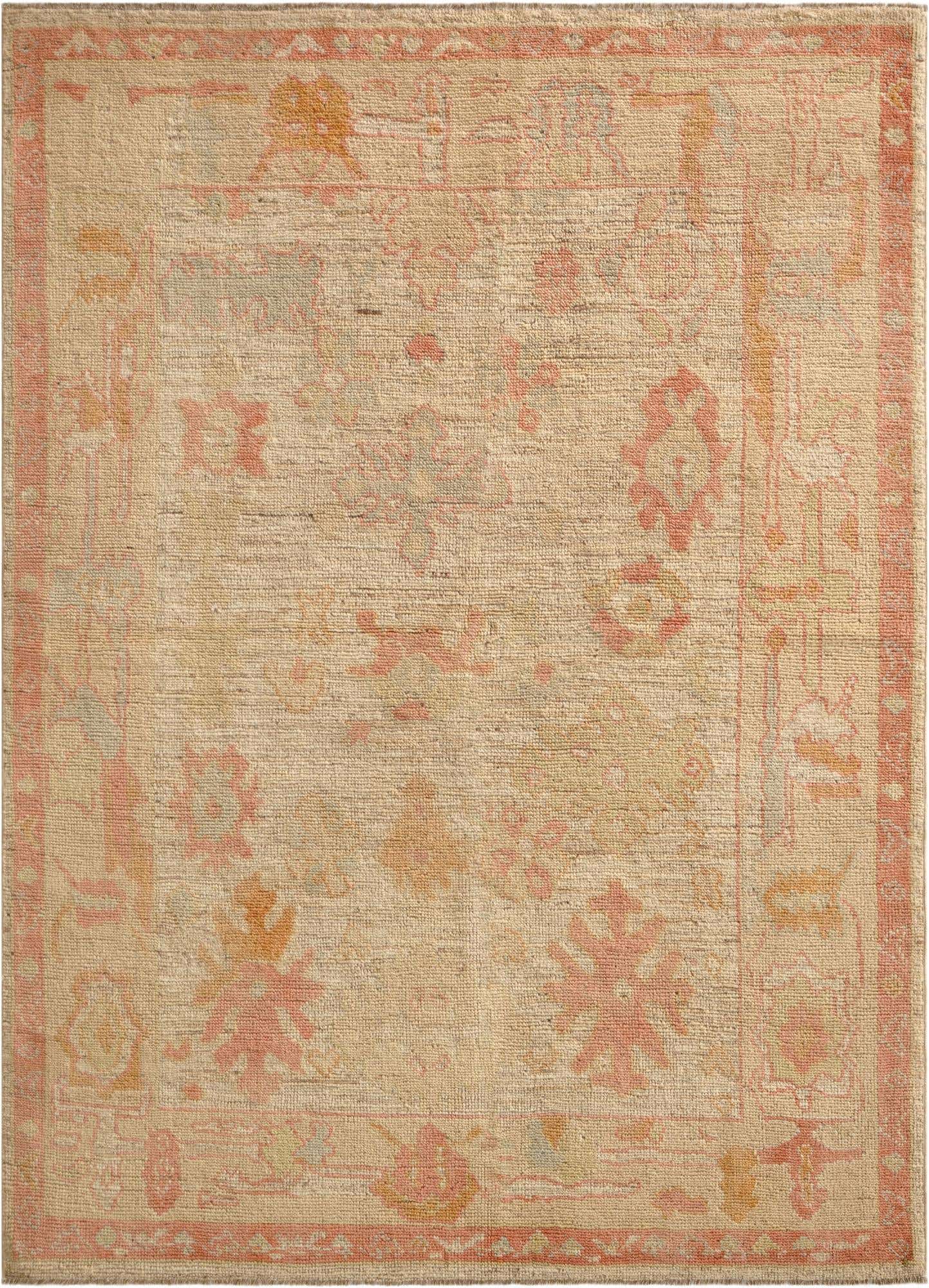 4' 4 x 6' 3 Hand Knotted Oushak Wool Rug