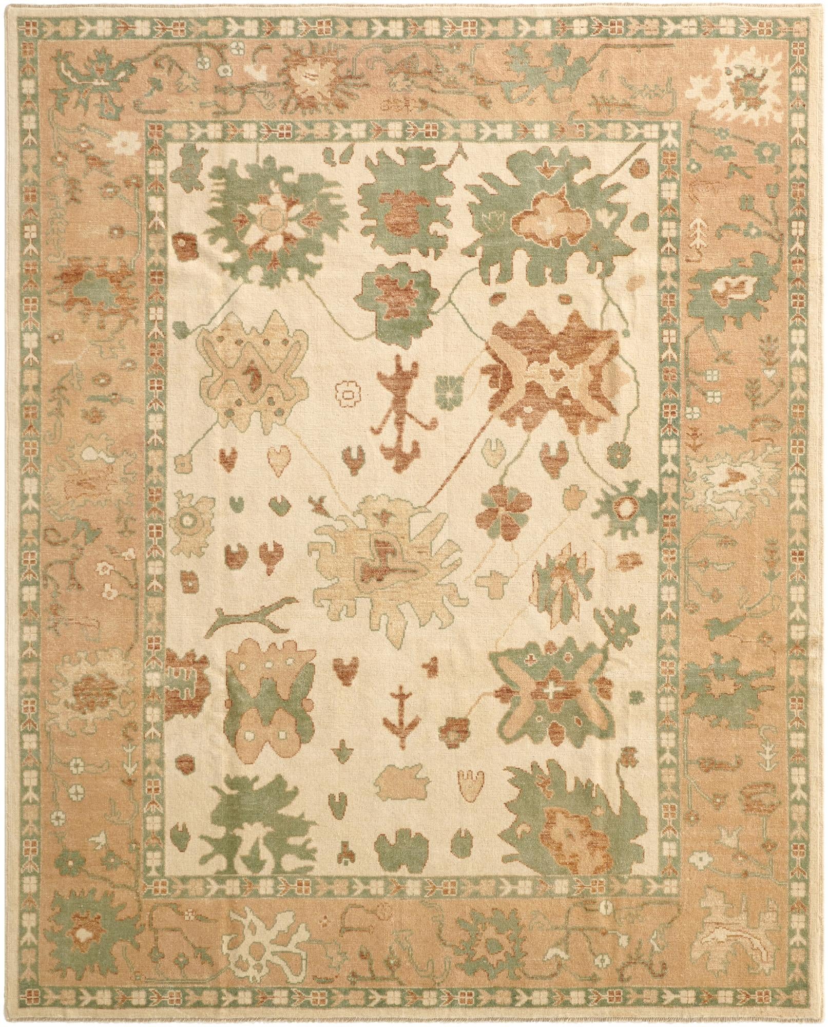 8' x 10' Hand Knotted Oushak Wool Rug