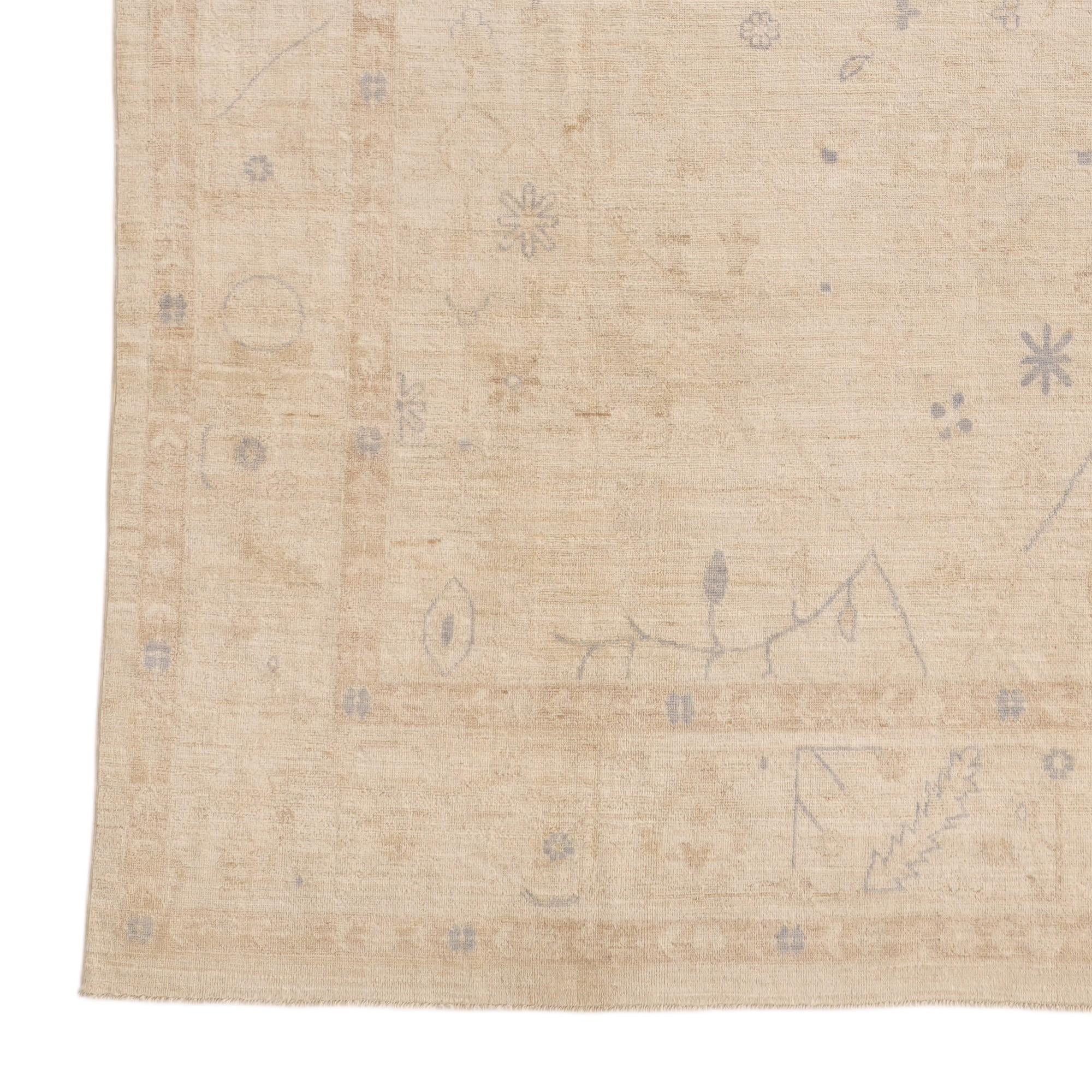 9' 10 x 13' 6 Hand Knotted Oushak Wool Rug