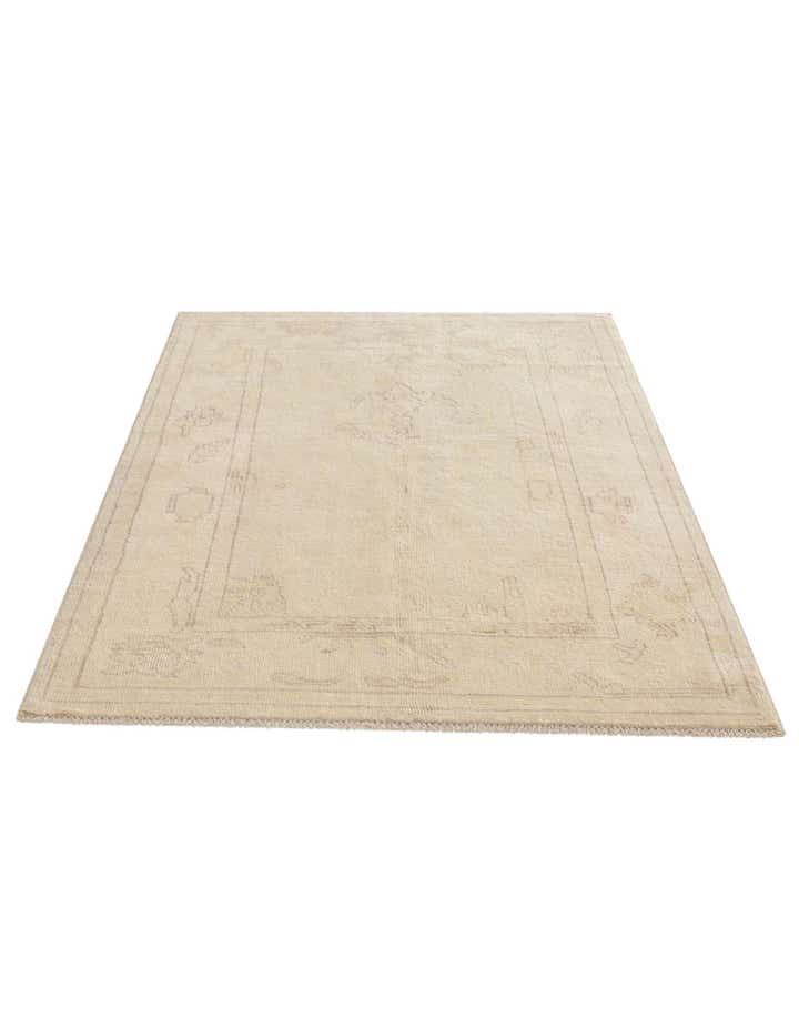 4' 3 x 6' Hand Knotted Oushak Wool Rug