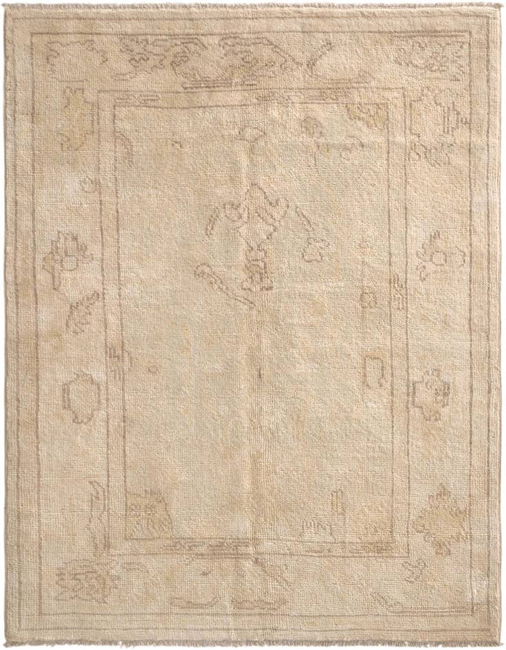 Detail image of 4' 3 x 6' Hand Knotted Oushak Wool Rug
