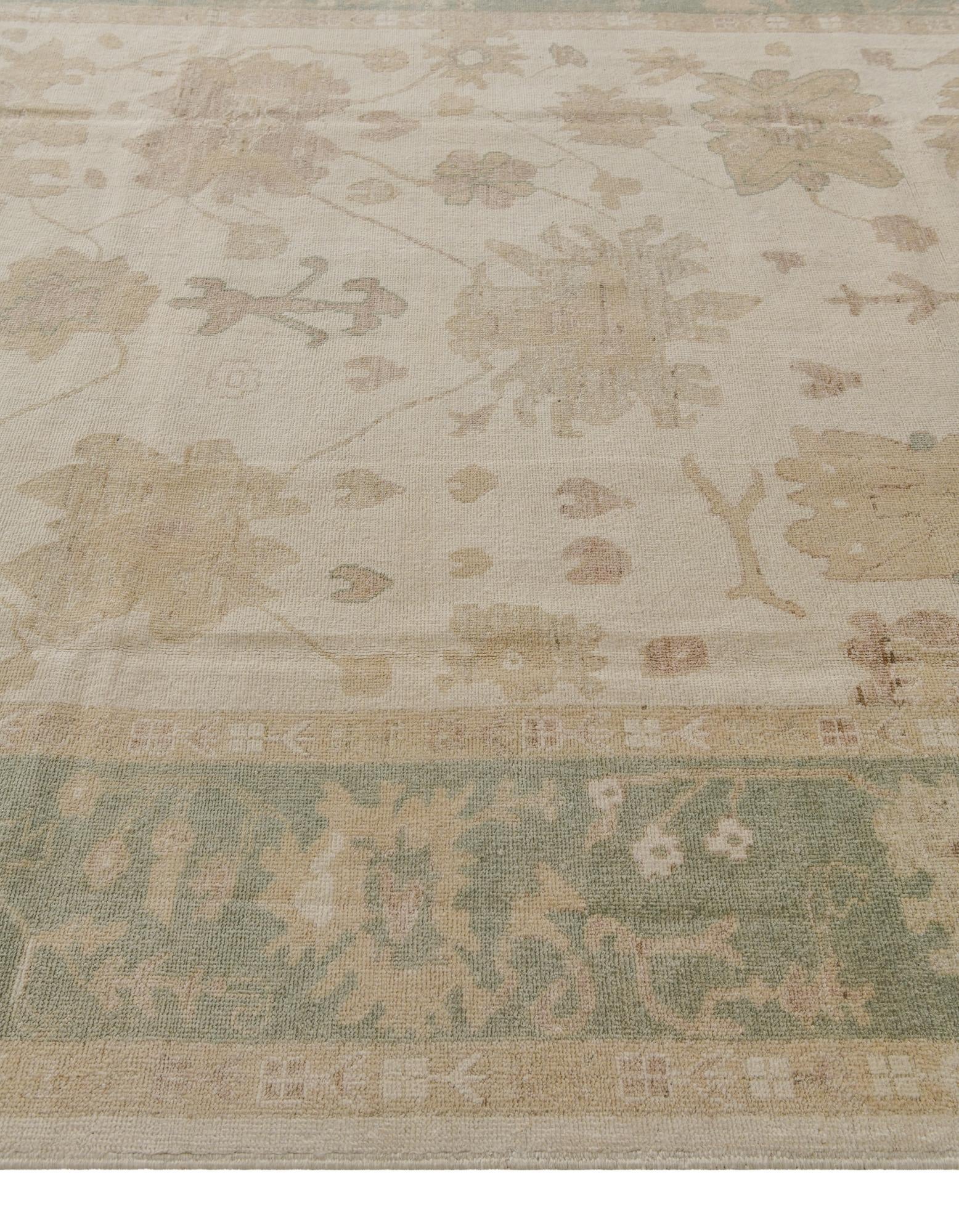 8' 4 x 9' 10 Hand Knotted Oushak Wool Rug