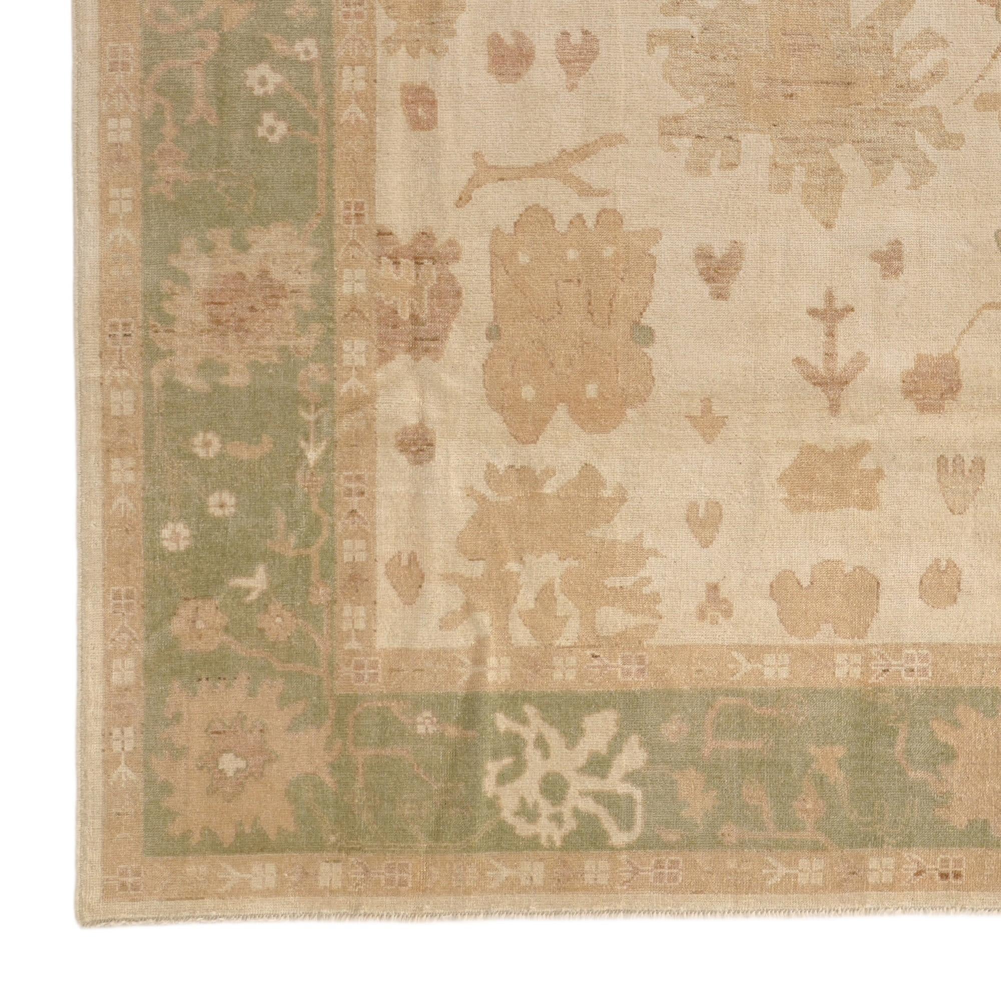 8' 4 x 9' 10 Hand Knotted Oushak Wool Rug