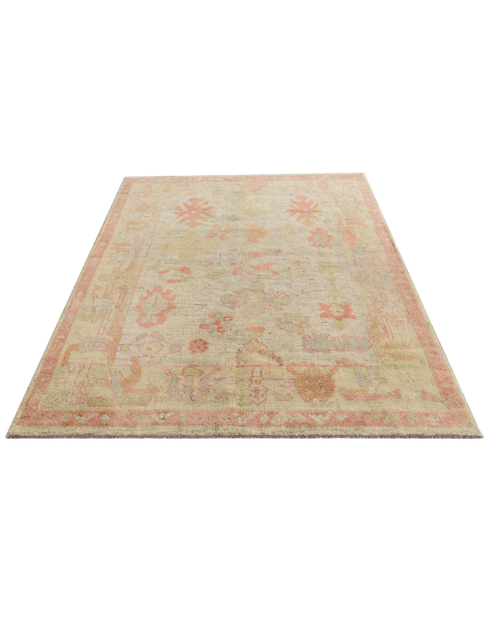 5' 1 x 6' 10 Hand Knotted Oushak Wool Rug