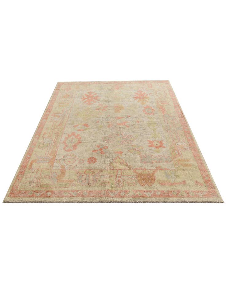 Detail image of 5' 1 x 6' 10 Hand Knotted Oushak Wool Rug