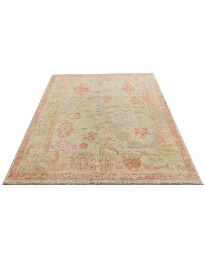 5' 1 x 6' 10 Hand Knotted Oushak Wool Rug