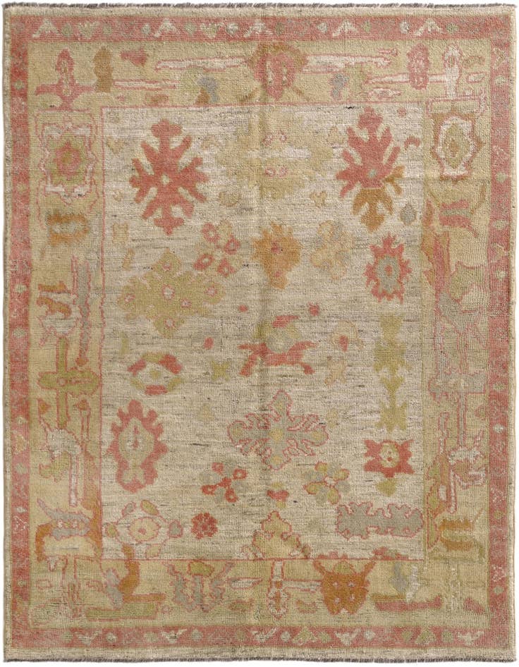 Detail image of 5' 1 x 6' 10 Hand Knotted Oushak Wool Rug