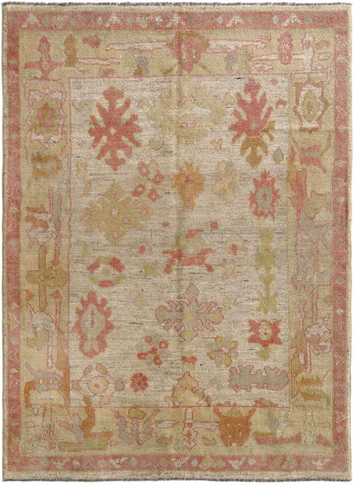 5' 1 x 6' 10 Hand Knotted Oushak Wool Rug