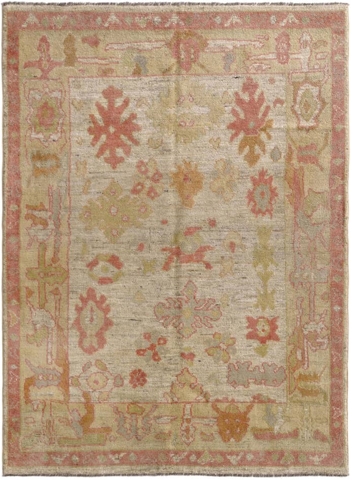 Detail image of 5' 1 x 6' 10 Hand Knotted Oushak Wool Rug