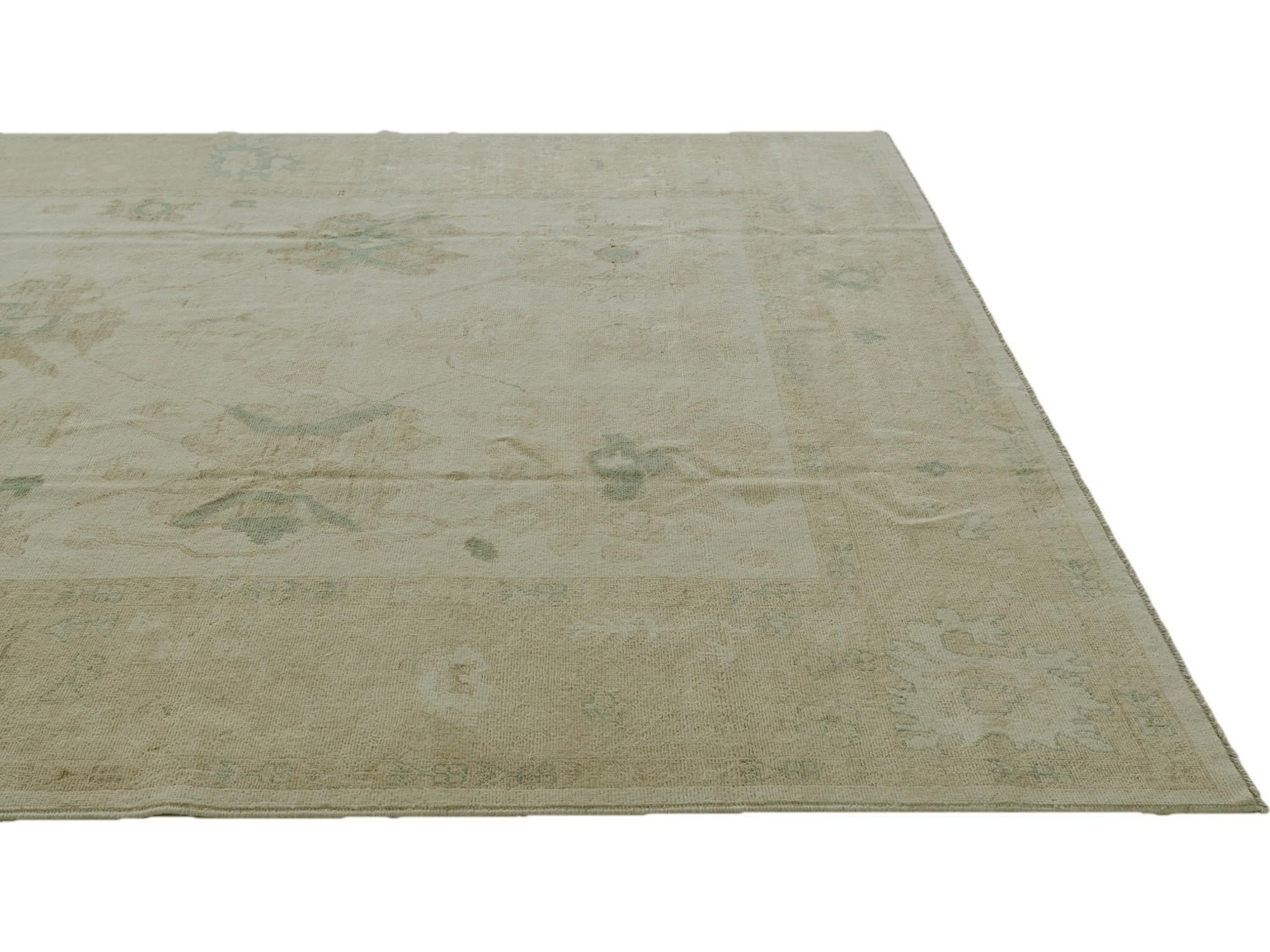 9' 1 x 12' Hand Knotted Oushak Wool Rug