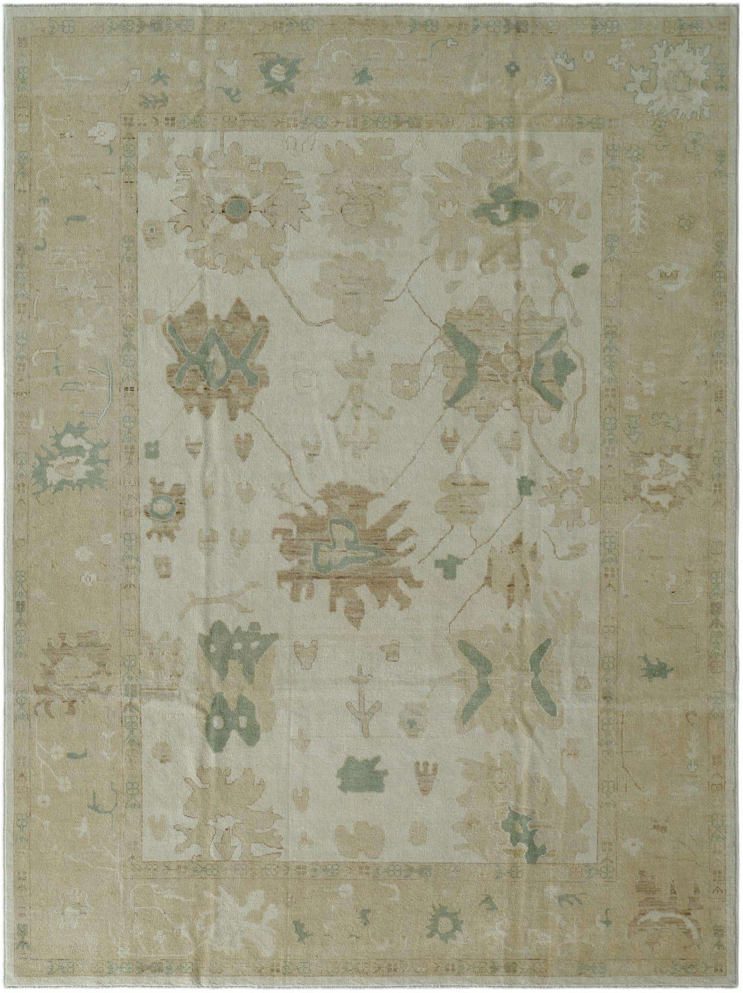 9' 1 x 12' Hand Knotted Oushak Wool Rug