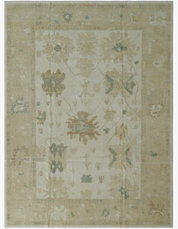 9' 1 x 12' Hand Knotted Oushak Wool Rug