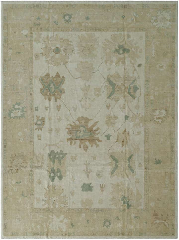 9' 1 x 12' Hand Knotted Oushak Wool Rug