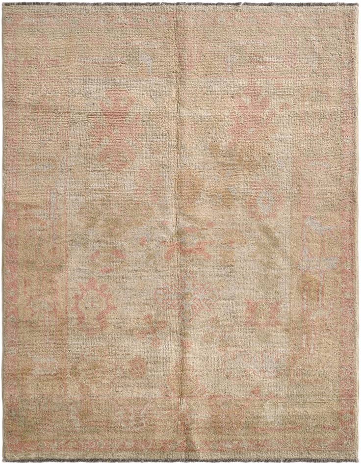 Detail image of 4' 1 x 6' 3 Hand Knotted Oushak Wool Rug