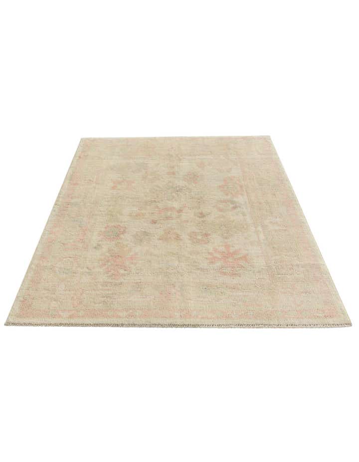 4' 2 x 6' 3 Hand Knotted Oushak Wool Rug