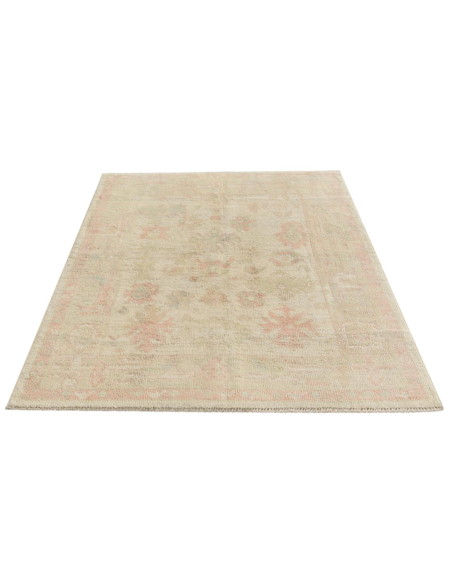4' 2 x 6' 3 Hand Knotted Oushak Wool Rug