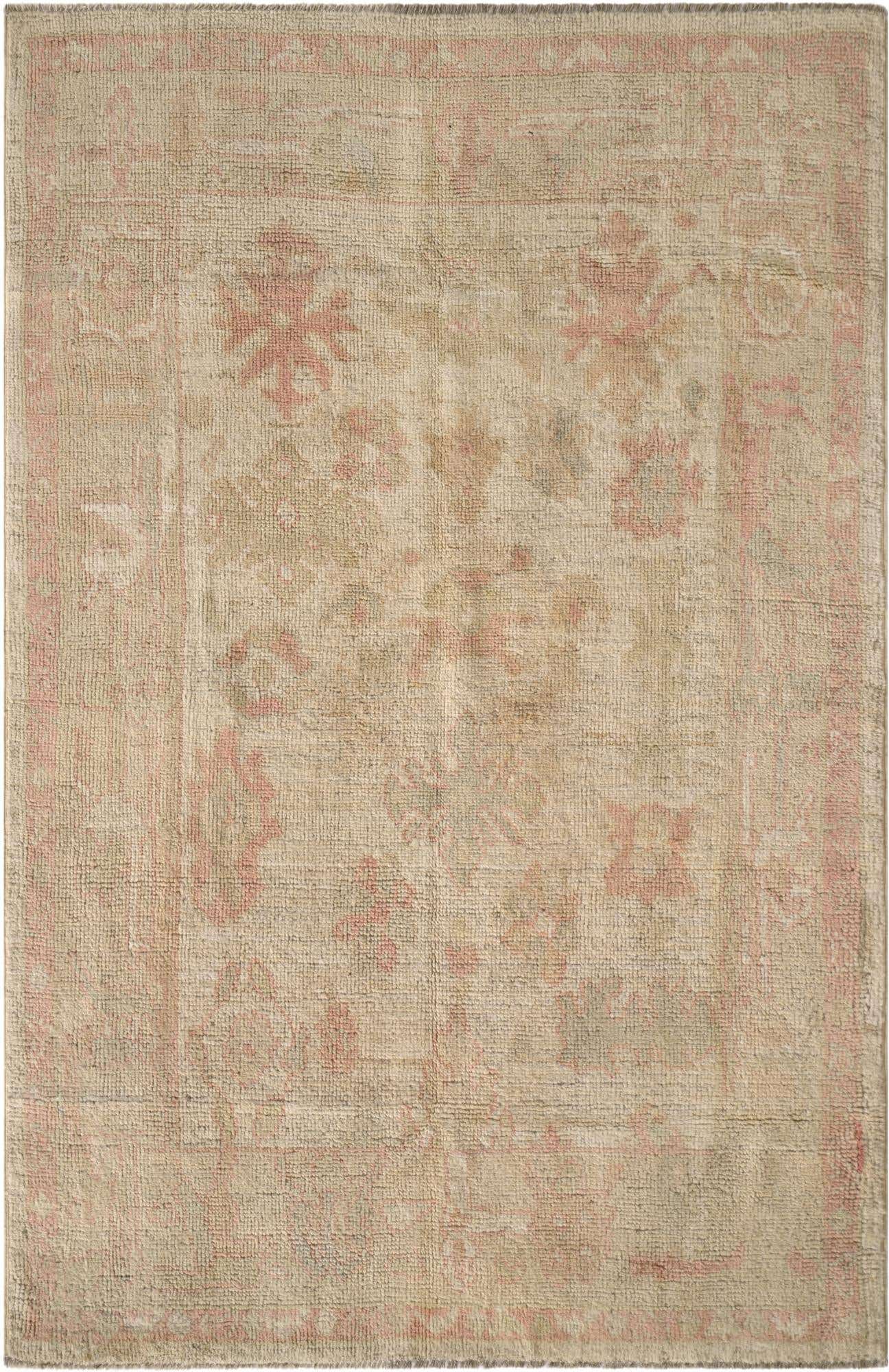 4' 2 x 6' 3 Hand Knotted Oushak Wool Rug