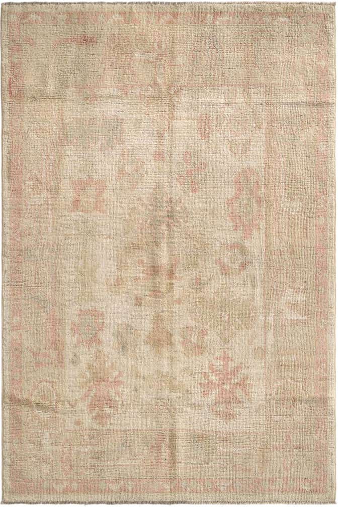 4' 2 x 6' 3 Hand Knotted Oushak Wool Rug