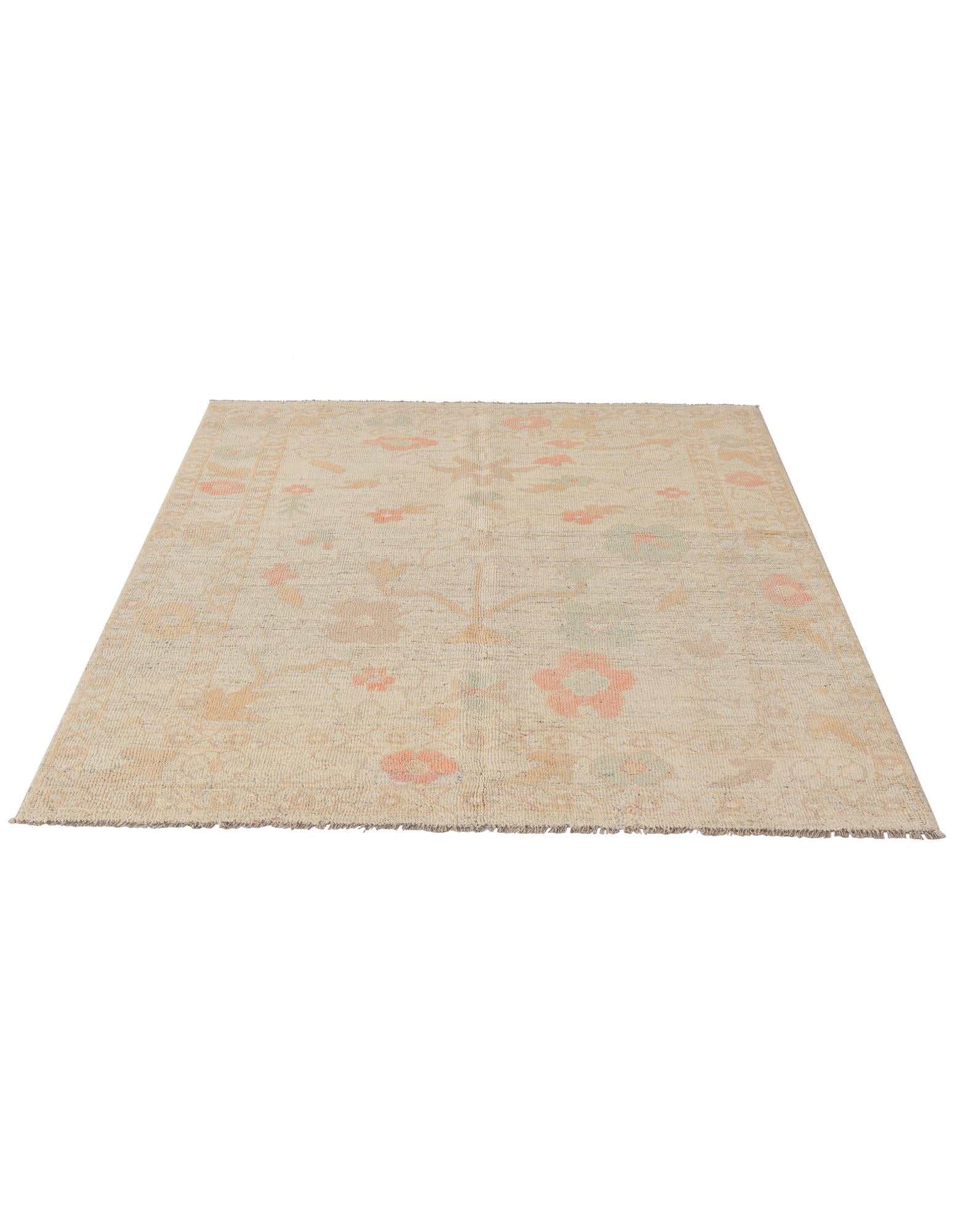 5' 2 x 6' 7 Hand Knotted Oushak Wool Rug