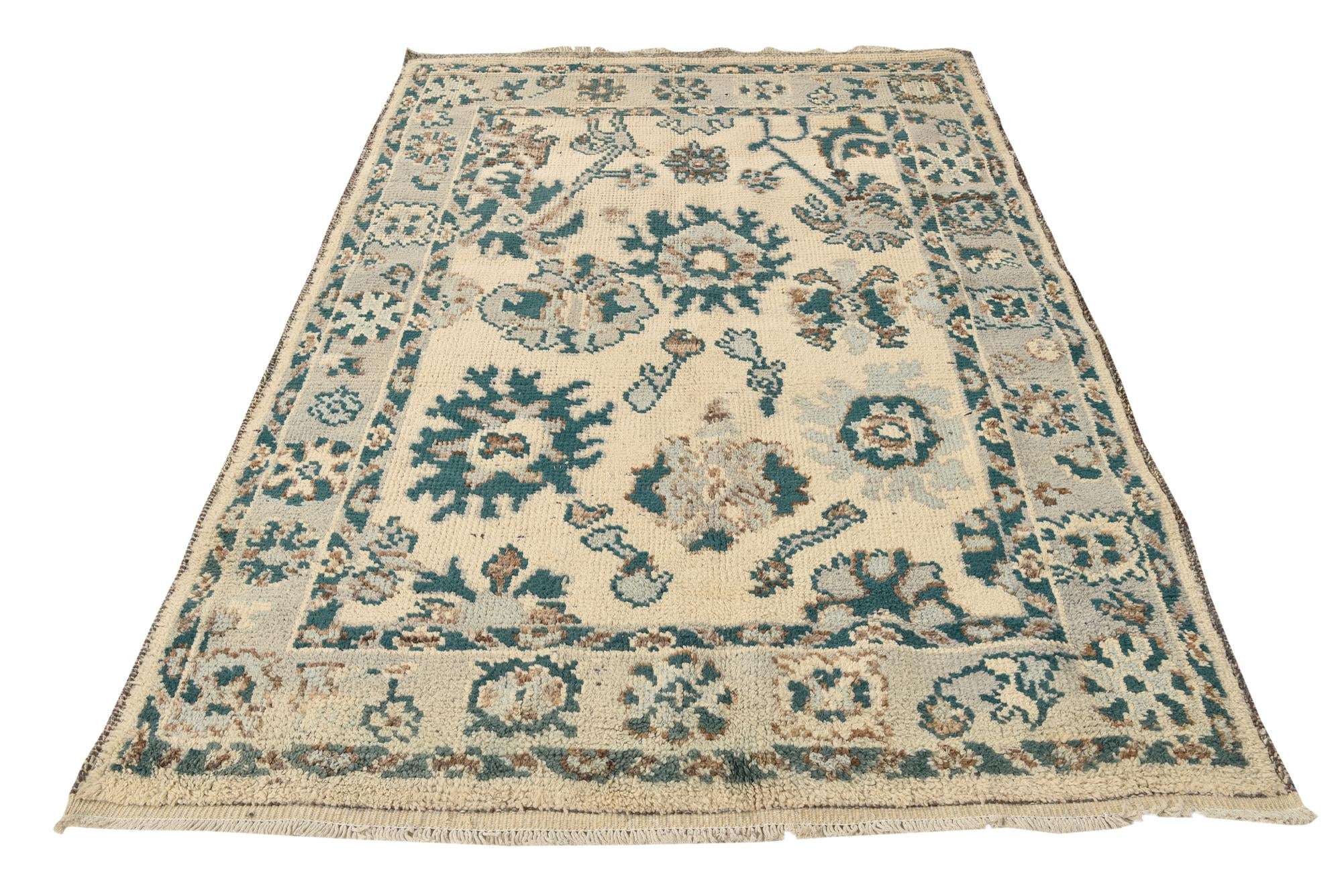5' 2 x 7' 2 Hand Knotted Oushak Wool Rug
