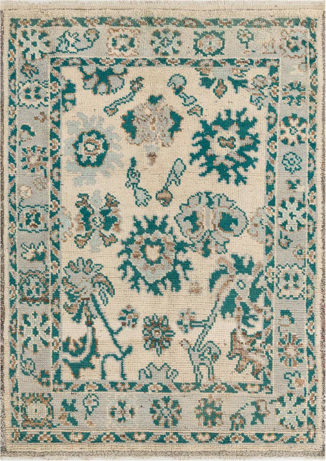 Detail image of 5' 2 x 7' 2 Hand Knotted Oushak Wool Rug