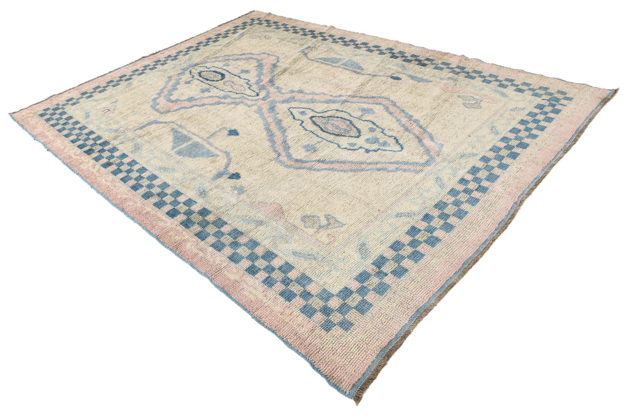 8' x 10' 7 Hand Knotted Oushak Wool Rug