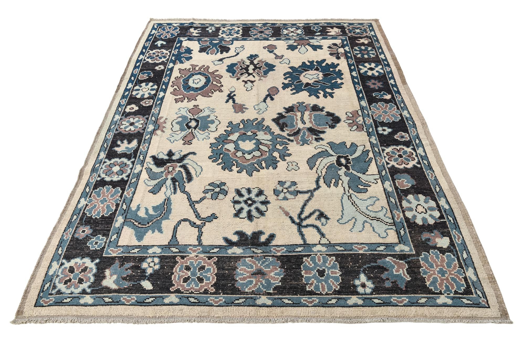 9' 1 x 12' 3 Hand Knotted Oushak Wool Rug