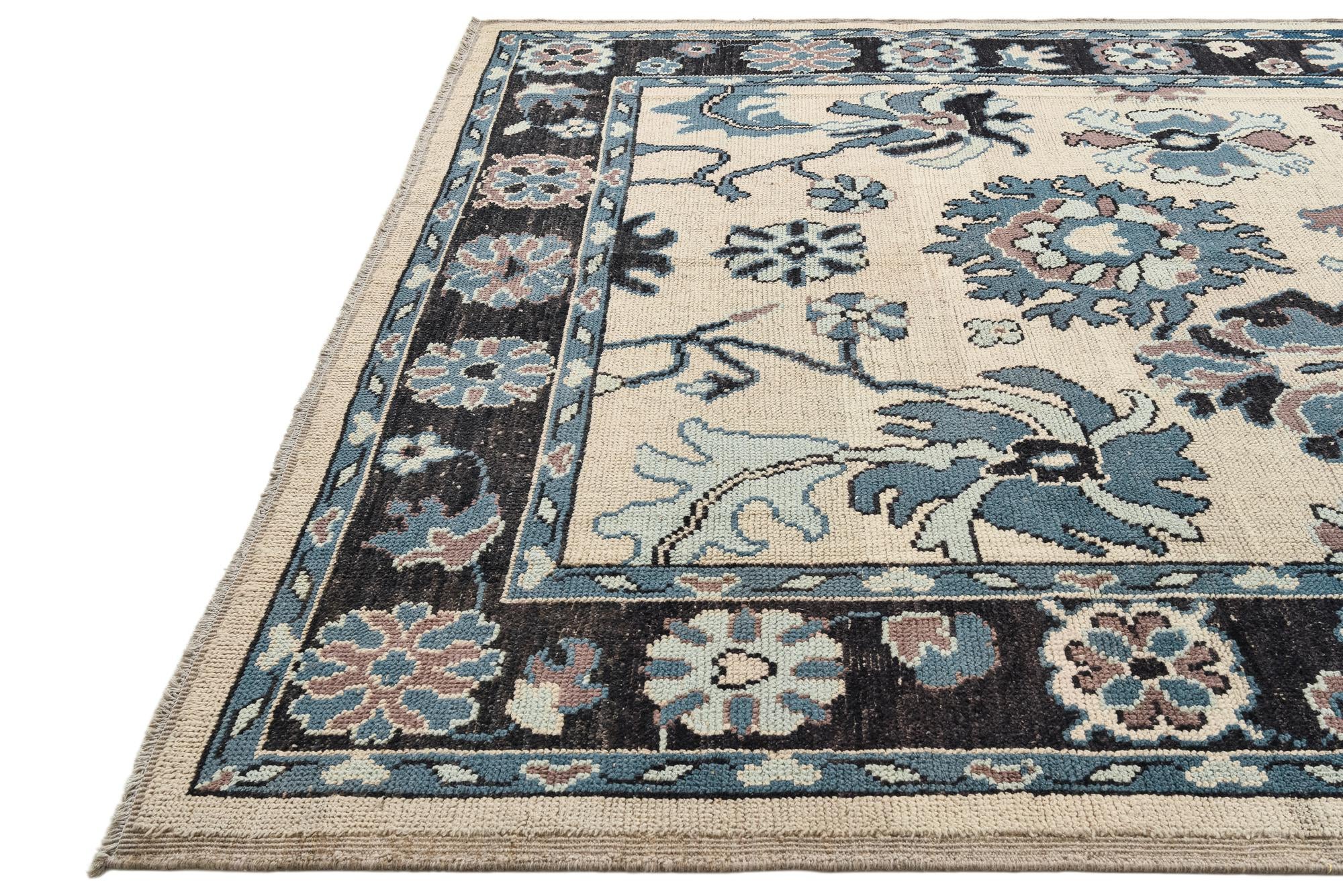 9' 1 x 12' 3 Hand Knotted Oushak Wool Rug
