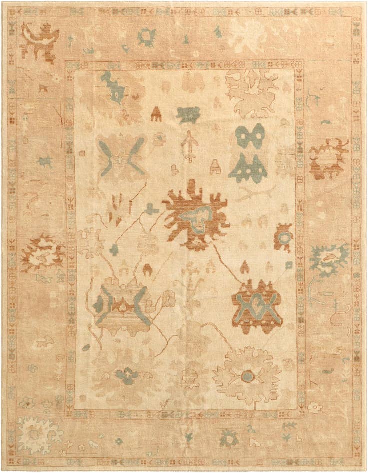 Detail image of 9' x 11' Hand Knotted Oushak Wool Rug