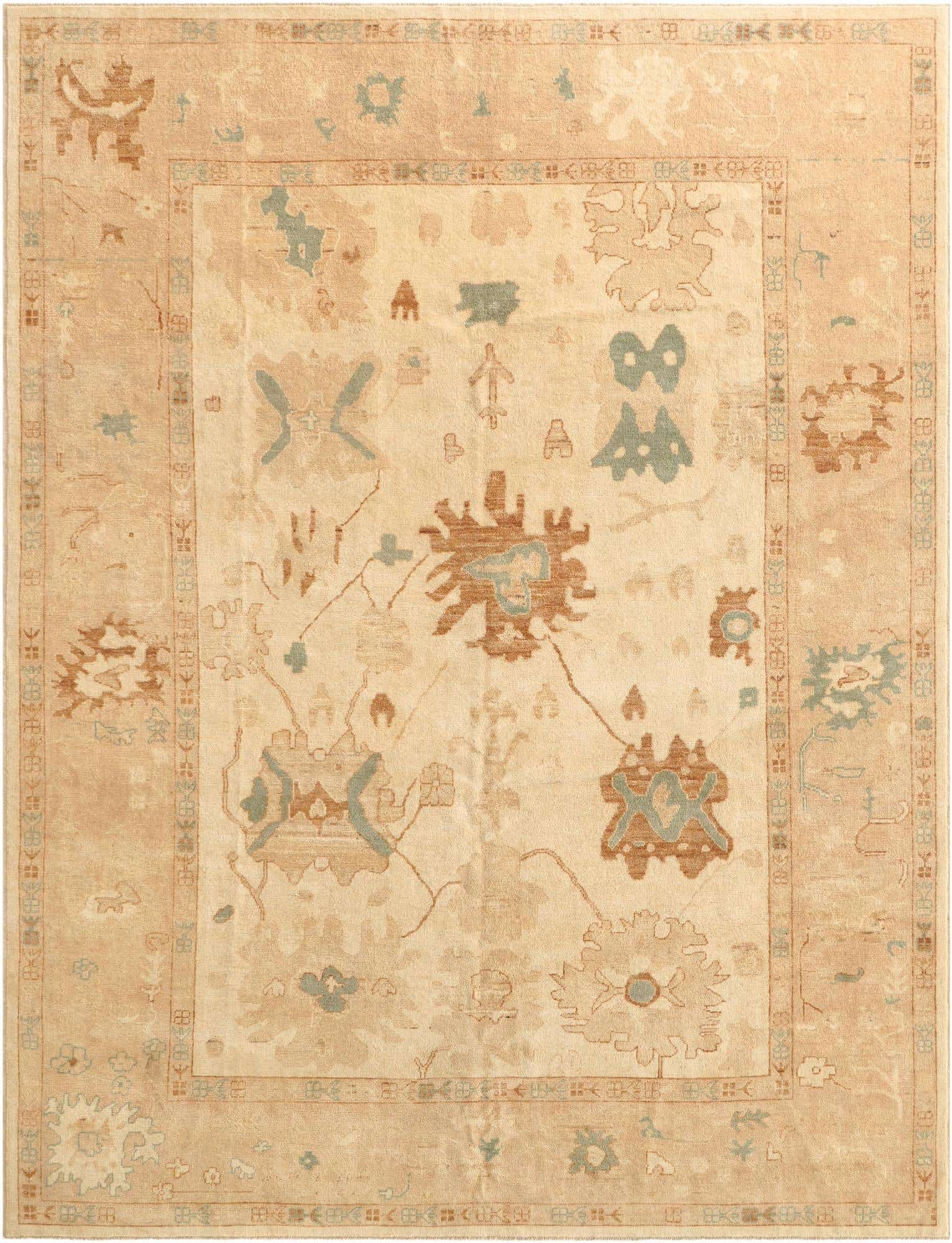 9' x 11' Hand Knotted Oushak Wool Rug