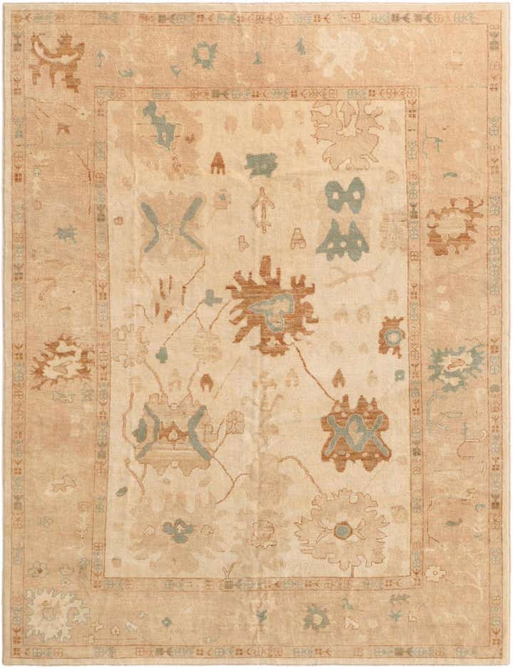 9' x 11' Hand Knotted Oushak Wool Rug