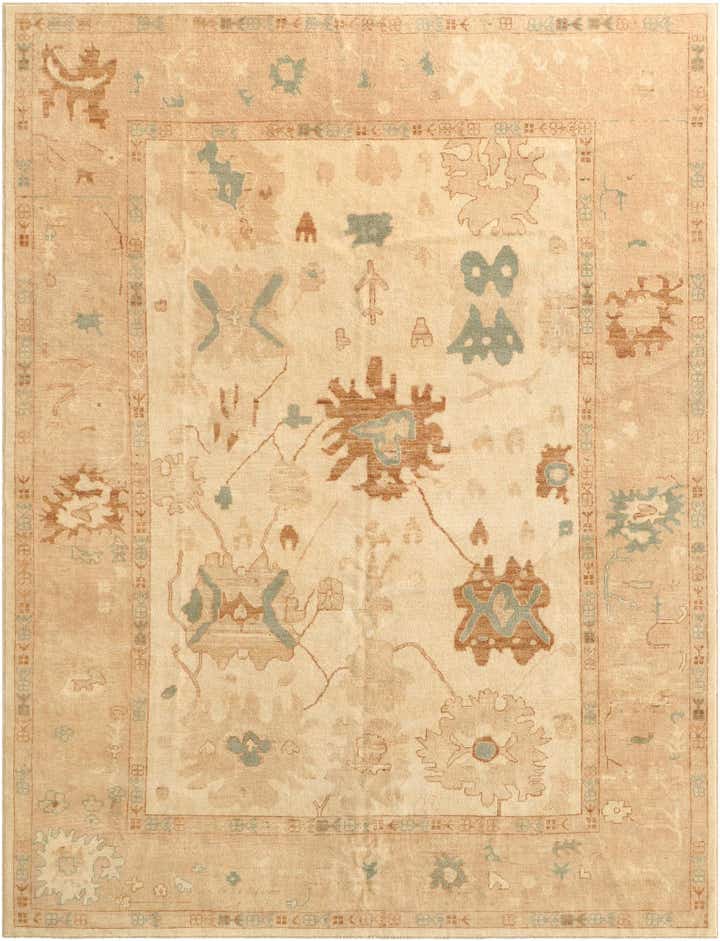 9' x 11' Hand Knotted Oushak Wool Rug