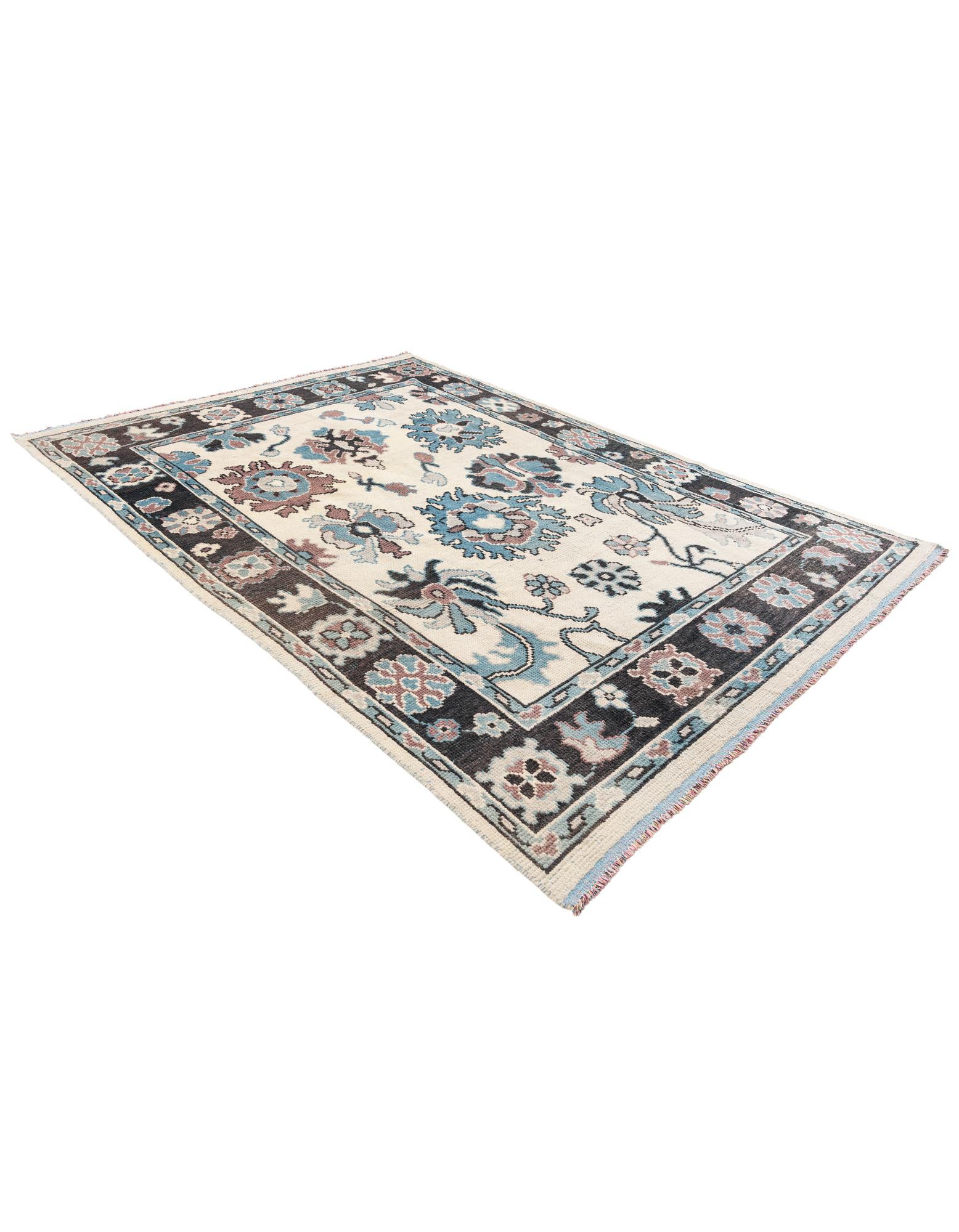 7' 5 x 10' 1 Hand Knotted Oushak Wool Rug