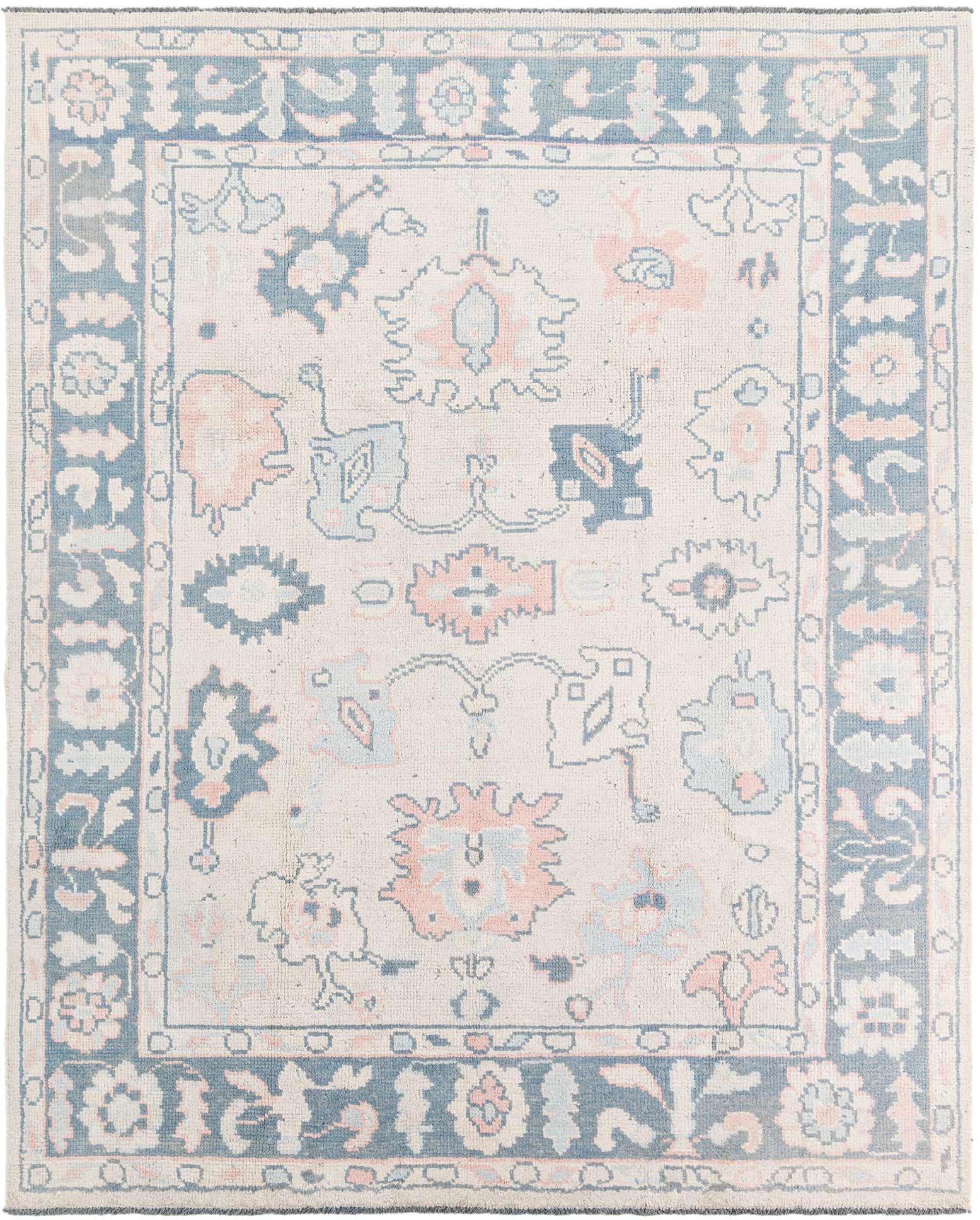 8' 1 x 9' 10 Hand Knotted Oushak Wool Rug