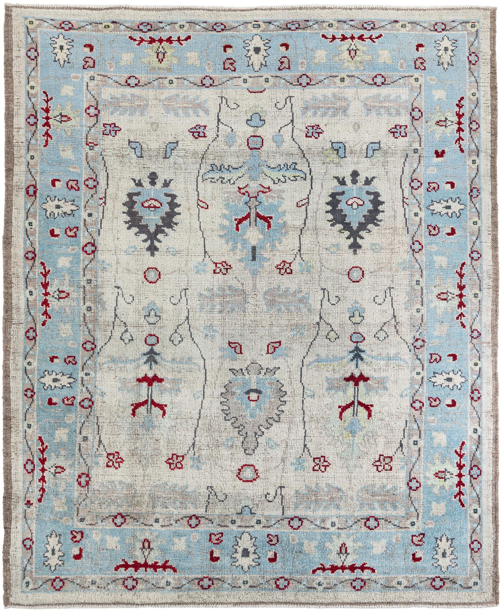 9' 5 x 11' 7 Hand Knotted Oushak Wool Rug