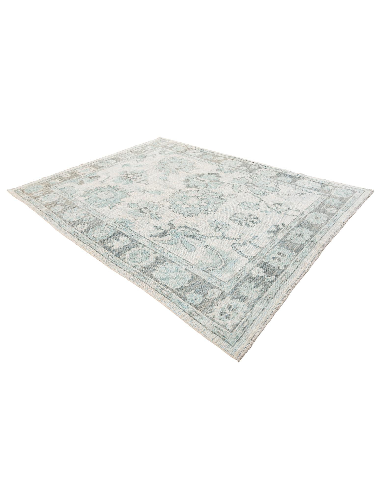 7' 9 x 9' 10 Hand Knotted Oushak Wool Rug
