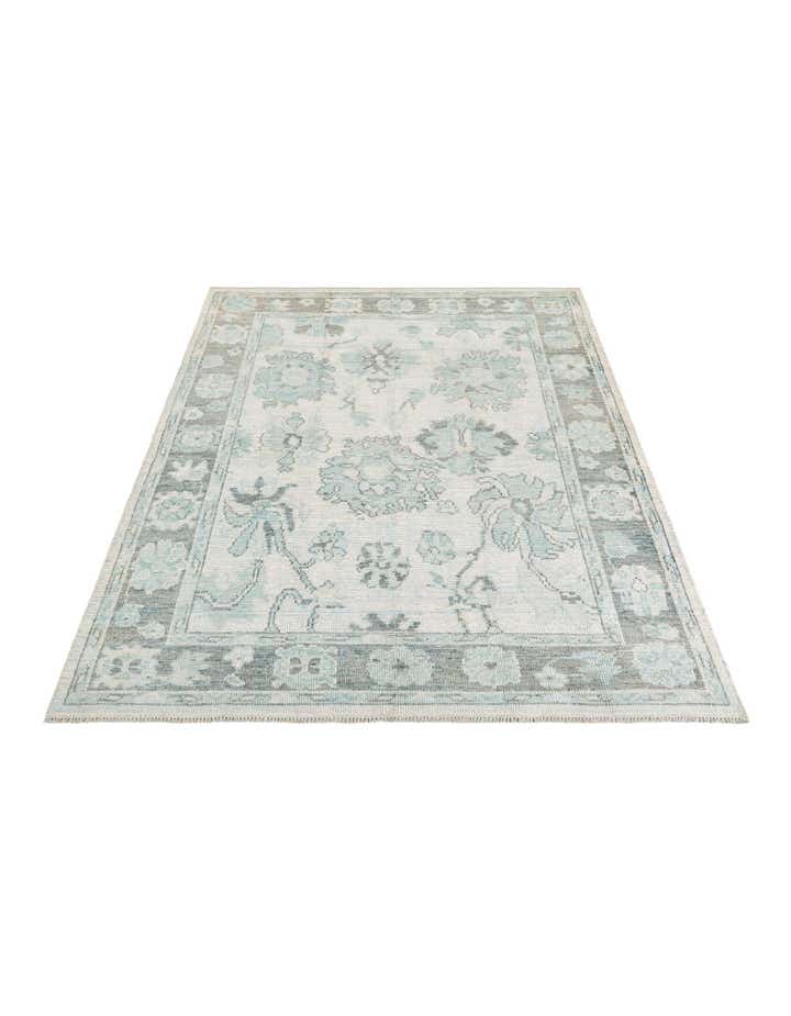 7' 9 x 9' 10 Hand Knotted Oushak Wool Rug