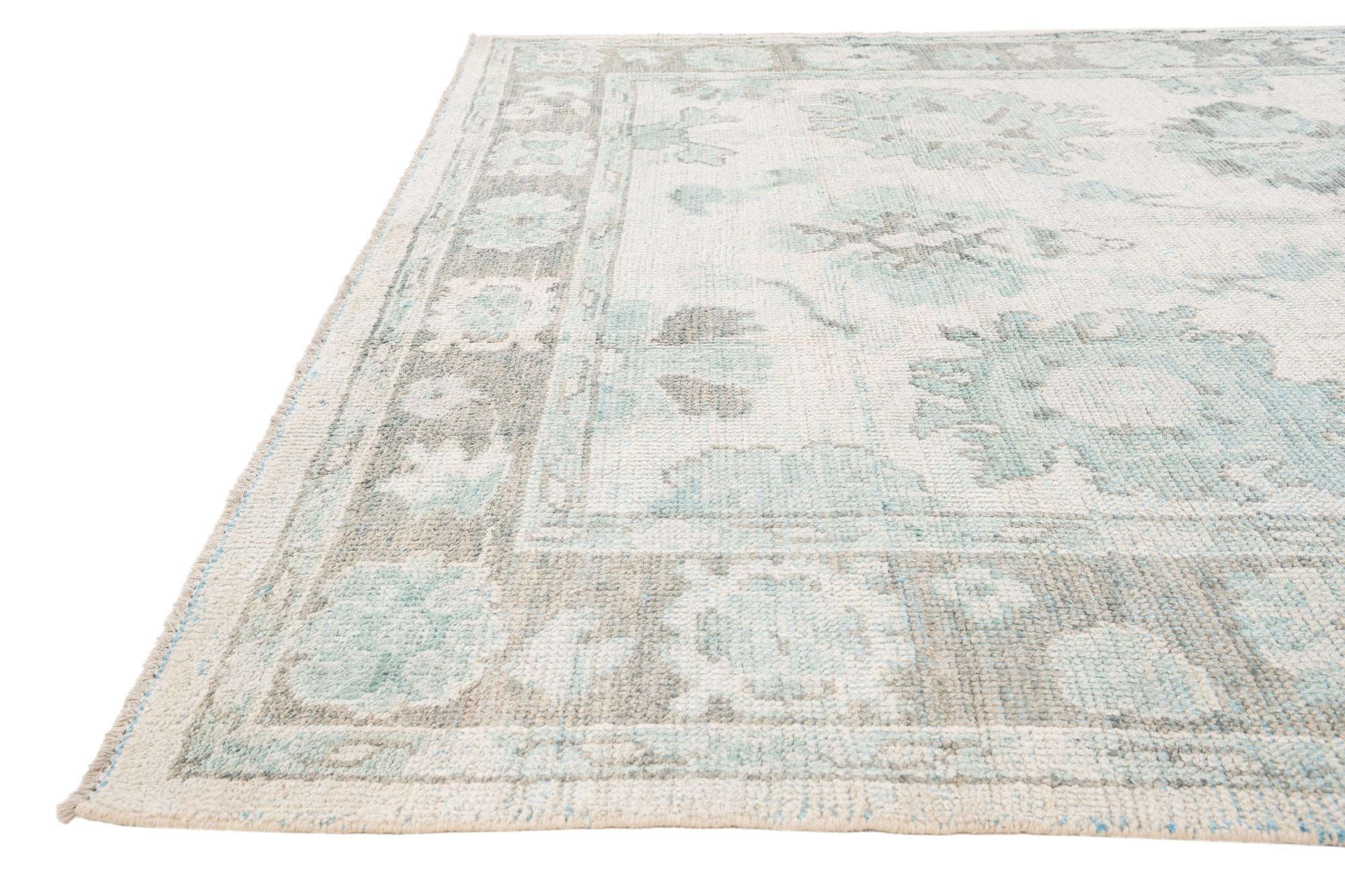 7' 9 x 9' 10 Hand Knotted Oushak Wool Rug