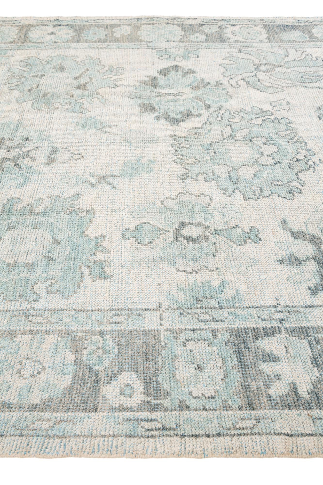 7' 9 x 9' 10 Hand Knotted Oushak Wool Rug