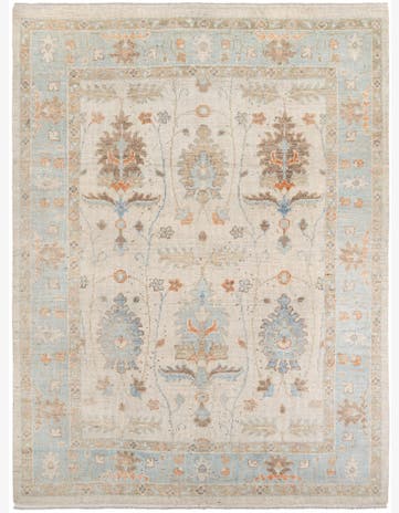 9' 2 x 12' 2 Hand Knotted Oushak Wool Rug
