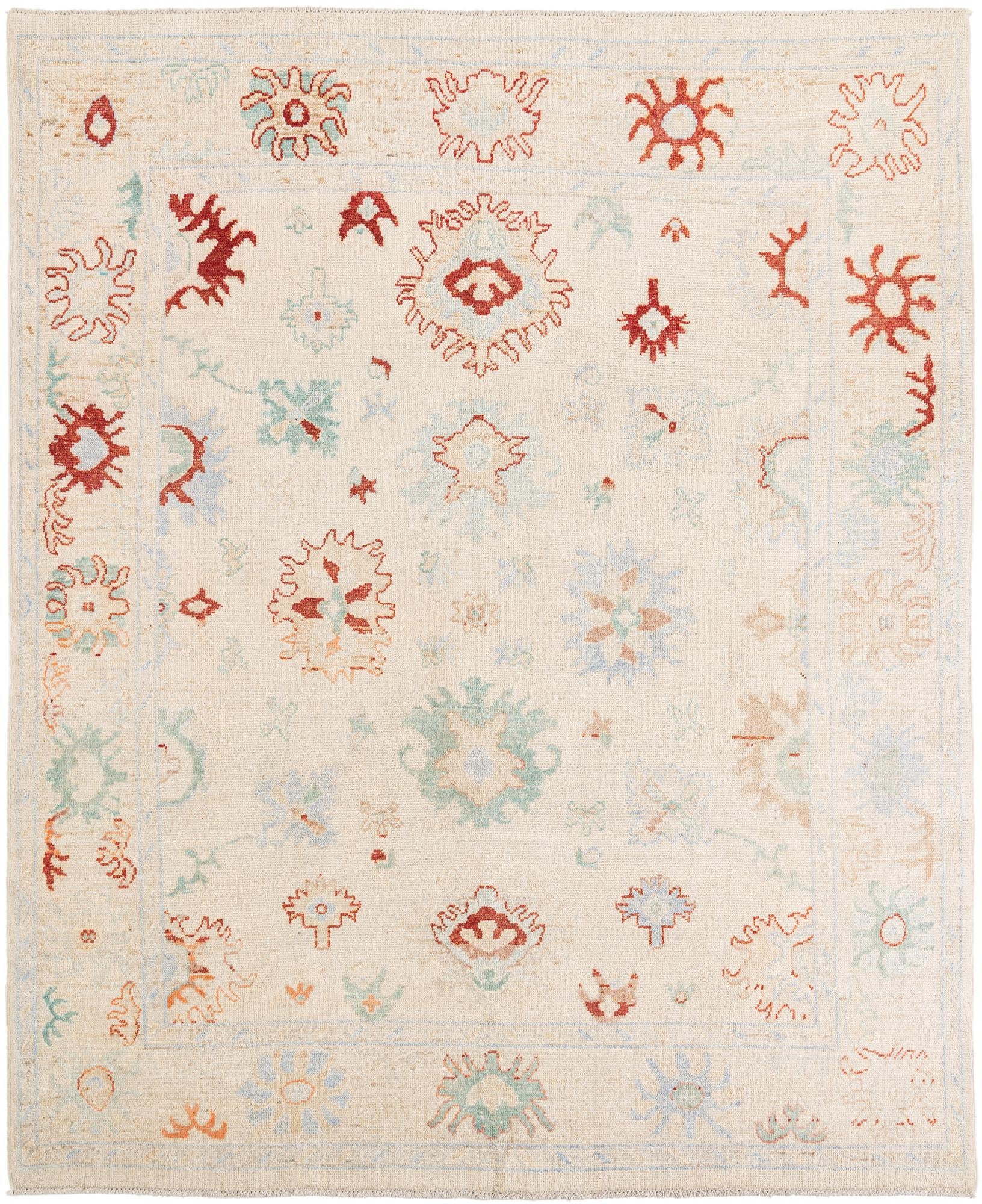 8' x 9' 8 Hand Knotted Oushak Wool Rug