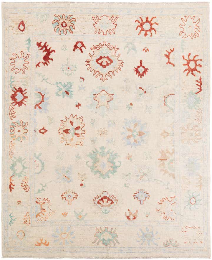 8' x 9' 8 Hand Knotted Oushak Wool Rug