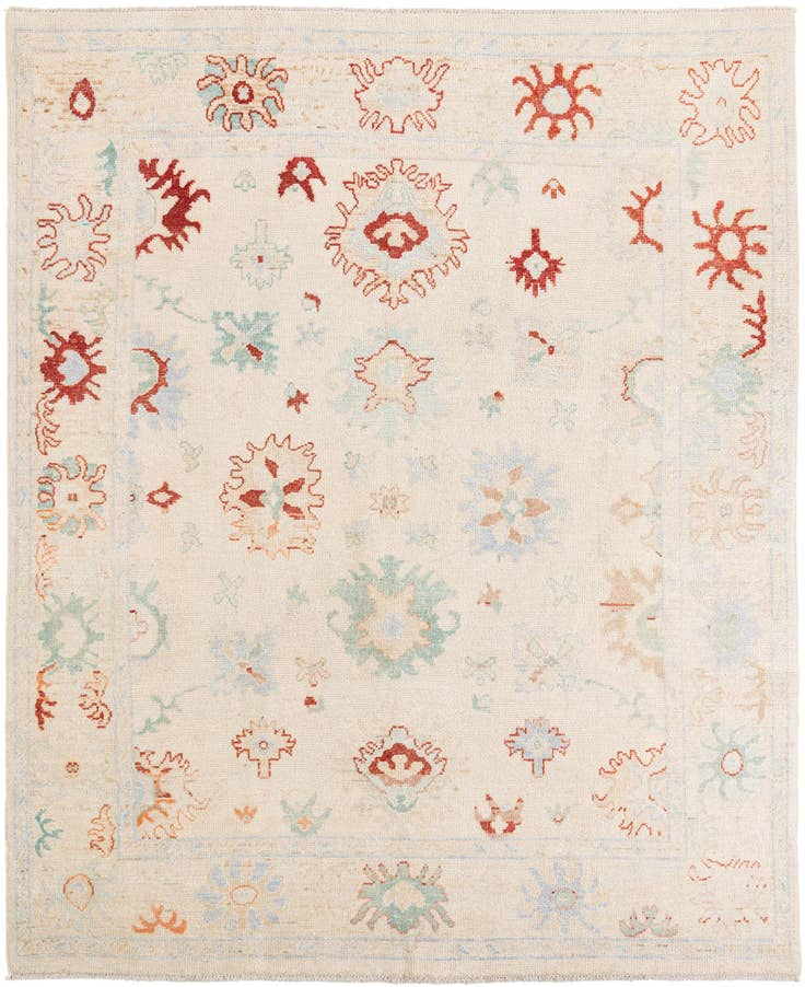 Detail image of 8' x 9' 8 Hand Knotted Oushak Wool Rug
