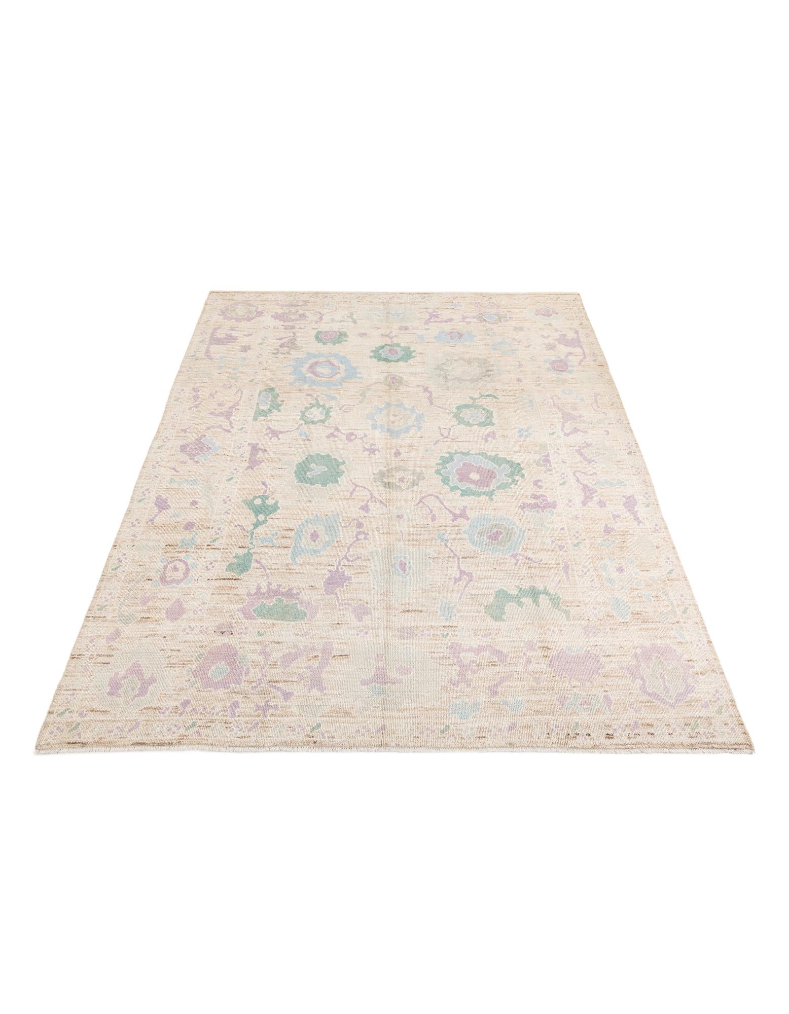 9' 2 x 11' 10 Hand Knotted Oushak Wool Rug