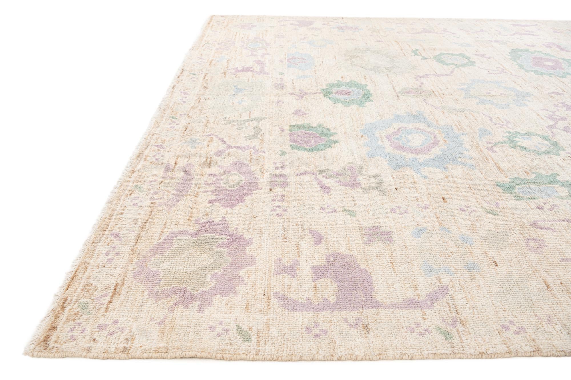 9' 2 x 11' 10 Hand Knotted Oushak Wool Rug