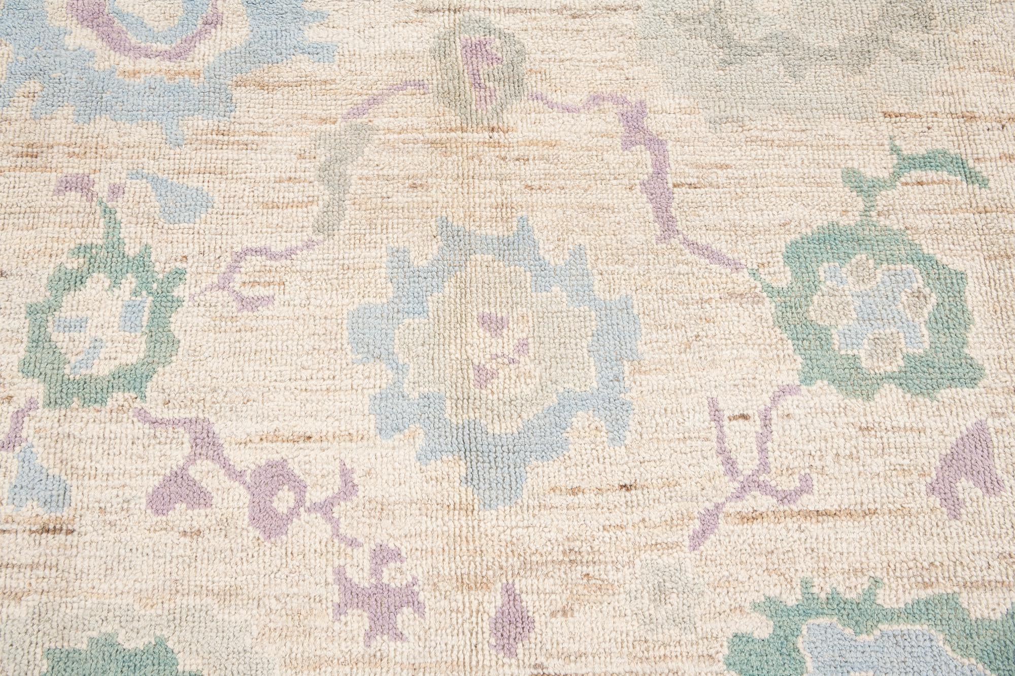 9' 2 x 11' 10 Hand Knotted Oushak Wool Rug