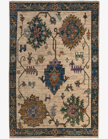 6' 1 x 9' 2 Hand Knotted Oushak Wool Rug