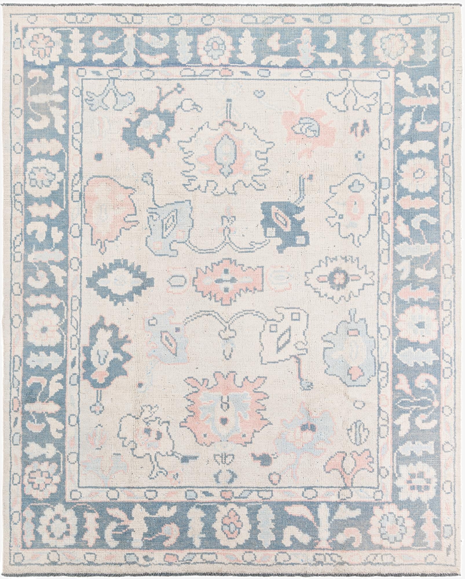 8' 1 x 9' 10  Hand Knotted Oushak Wool Rug