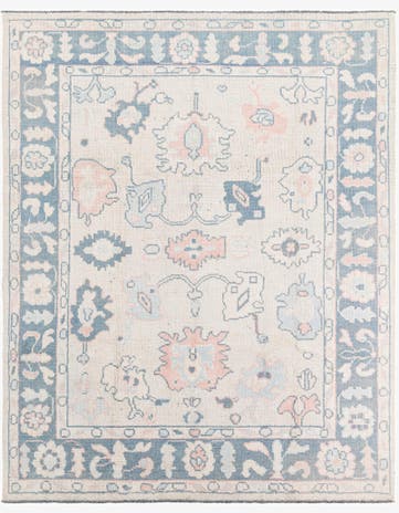 8' 1 x 9' 10 Hand Knotted Oushak Wool Rug