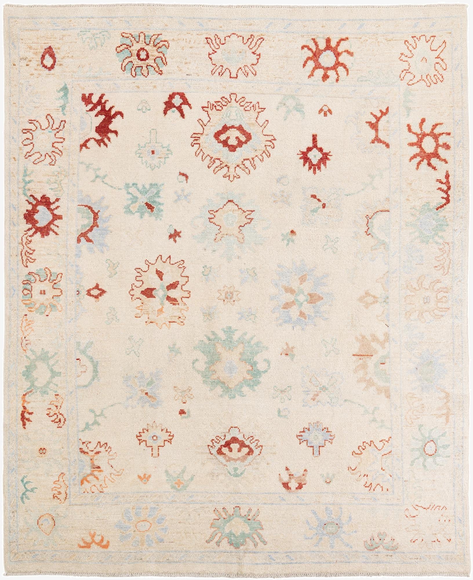 8' x 9' 8  Hand Knotted Oushak Wool Rug